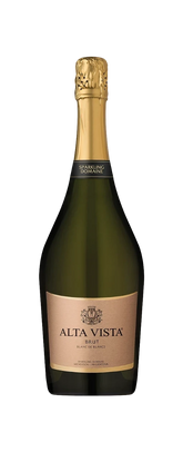 304 Liquor Alta Vista Brut Blanc de Blanc sparkling wine bottle with a gold foil top and elegant tan label