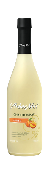 304 Liquor Arbor Mist Peach Chardonnay 750ml bottle featuring a light yellow wine and peach fruit label design
