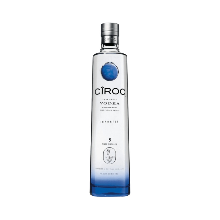 304 Liquor Ciroc Vodka 750ml bottle made from French grapes with a clear glass design and blue base accent