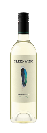 304 Liquor Greenwing Pinot Grigio 750ml bottle featuring a distinctive blue and green feather label design.