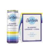 304 Liquor Surfside Vodka Blueberry Lemonade 4 pack featuring a single can and cardboard box with blue gradient design