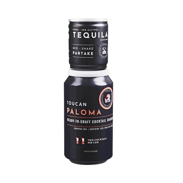 304 Liquor Toucan Paloma 100ml ready-to-craft cocktail shaker can with black label and tequila reposado branding