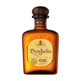 Front view of Don Julio Anejo Tequila bottle with amber color and wooden cap
