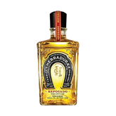 Front view of Tequila Herradura Reposado bottle with gold label and orange cap
