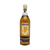 Front view of Gran Centenario Anejo Tequila bottle with a cork stopper and gold label on a white background
