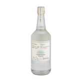 Front view of Casamigos Blanco Tequila in a clear glass bottle with a cork stopper