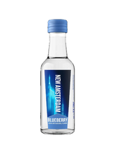304 Liquor New Amsterdam Blueberry Vodka 50ml mini bottle with a blue cap and vibrant blue label design.