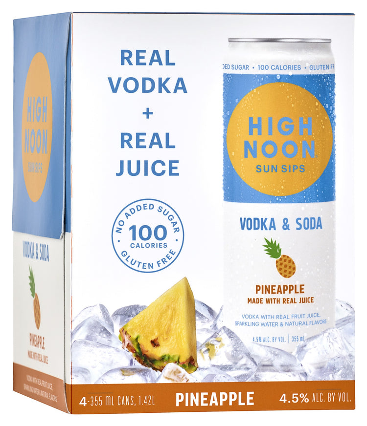 High Noon Pineapple Vodka Hard Seltzer Ready-to-drink - 4x 12oz Cans