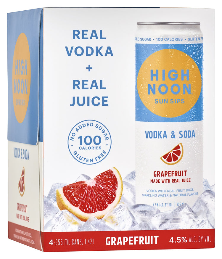 High Noon Grapefruit Vodka Hard Seltzer Ready-to-drink - 4x 12oz Cans