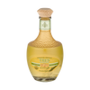 Detail close-up of Tres Generaciones Reposado Tequila bottle with cork stopper and gold accents