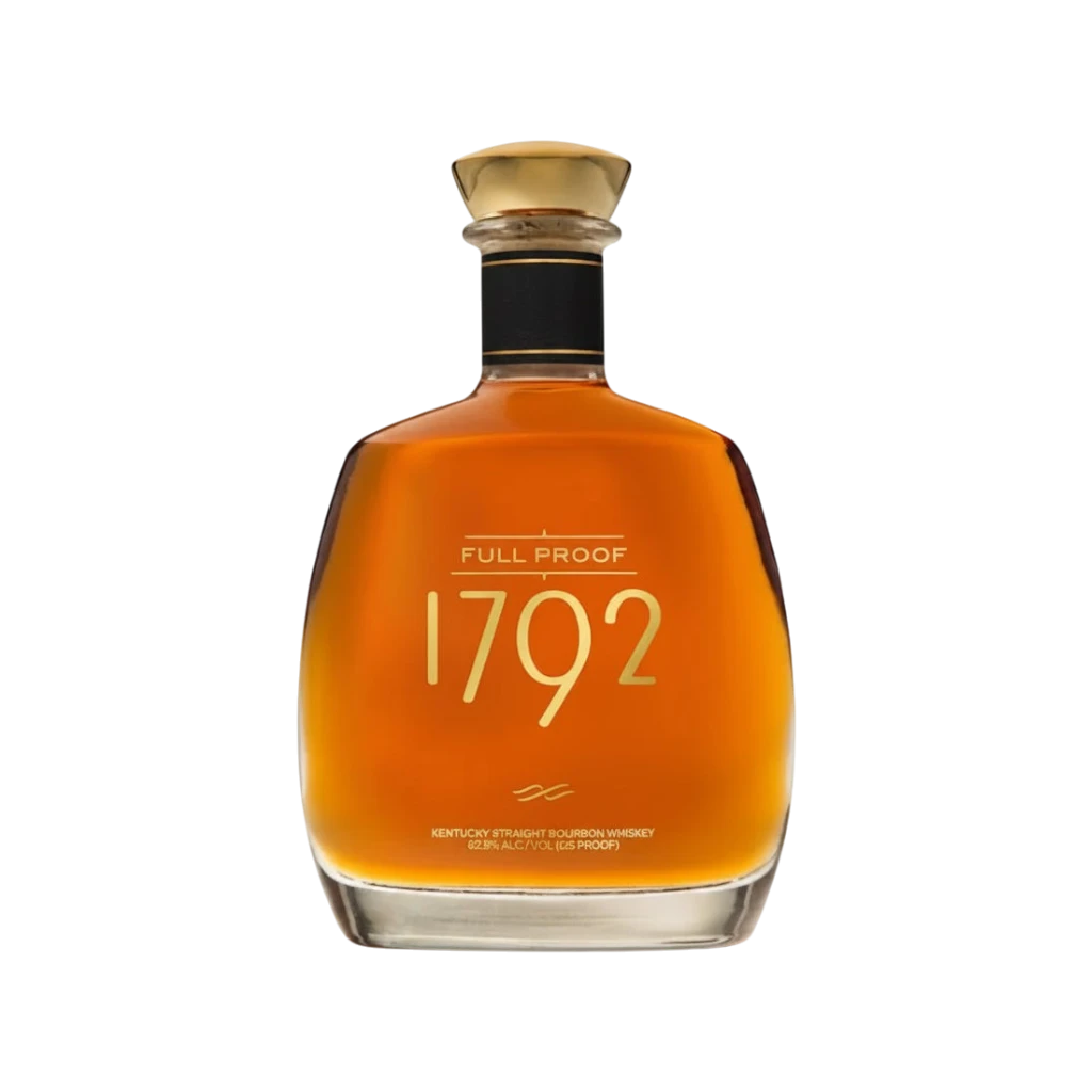 304 Liquor 1792 Full Proof Kentucky Straight Bourbon Whiskey in a glass bottle with a gold stopper