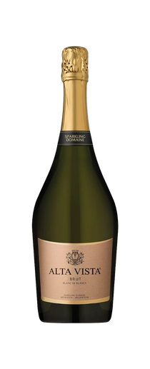 304 Liquor Alta Vista Brut Blanc de Blanc sparkling wine bottle with a gold foil top and elegant tan label