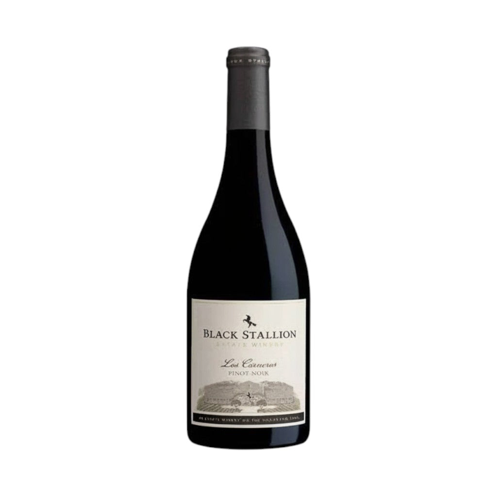 304 Liquor Black Stallion Estate Winery Pinot Noir red wine bottle with a cream label on a white background