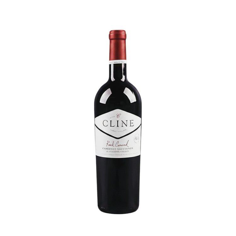 304 Liquor bottle of Cline Rock Carved Cabernet Sauvignon from Alexander Valley with a red foil seal