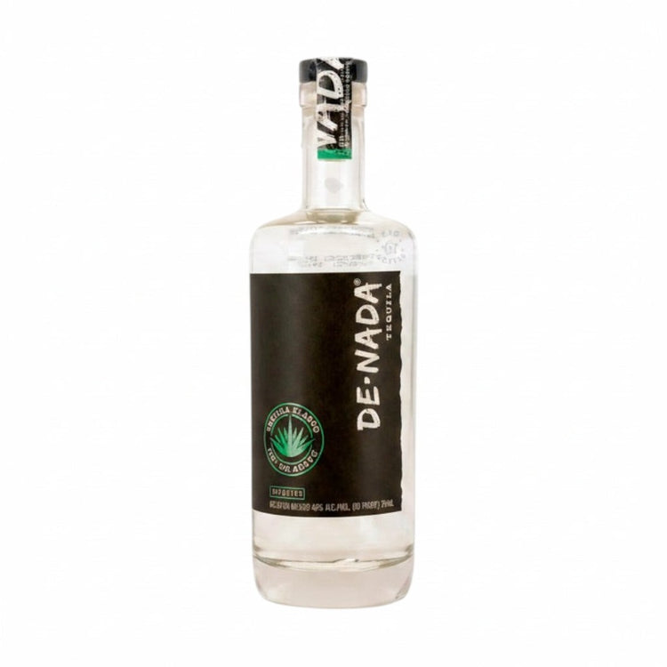304 Liquor De Nada Blanco Tequila in a clear glass bottle with a black label featuring agave illustration