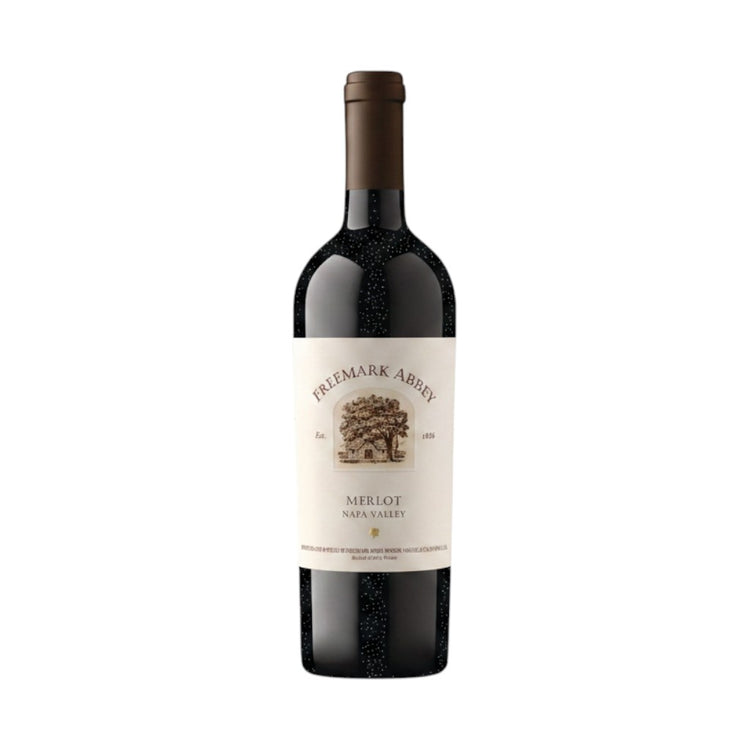 304 Liquor Freemark Abbey Napa Valley Merlot wine bottle with a cream label on a white background