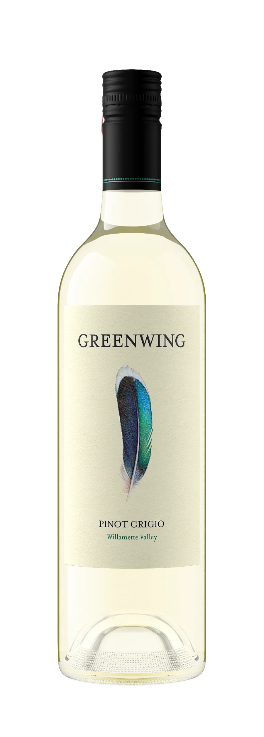 304 Liquor Greenwing Pinot Grigio 750ml bottle featuring a distinctive blue and green feather label design.