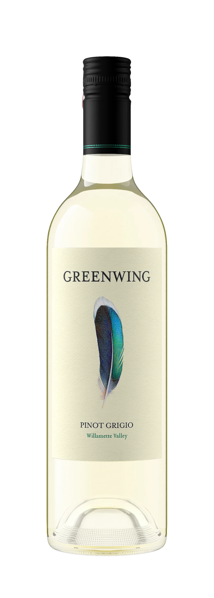 304 Liquor Greenwing Pinot Grigio 750ml bottle featuring a distinctive blue and green feather label design.