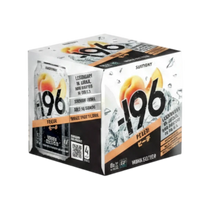 304 Liquor Suntory Minus 196 Hard Vodka Seltzer Peach 4 pack box featuring fresh peach imagery on a white background.