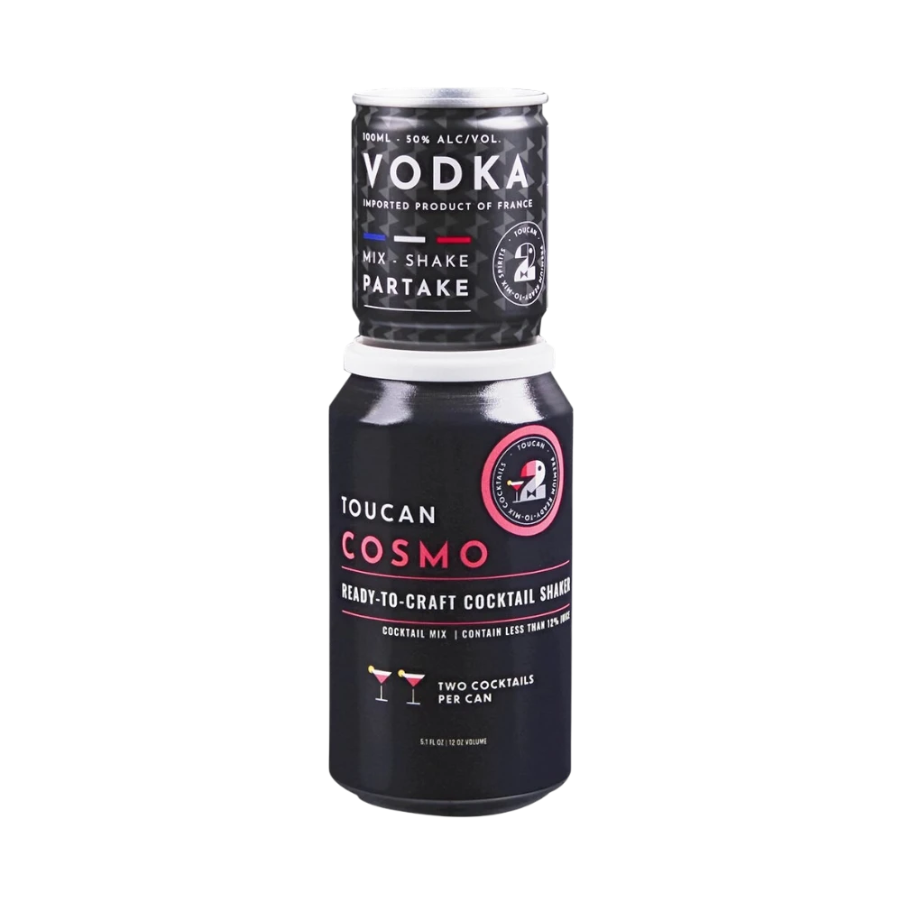 304 Liquor Toucan Cosmo 100ml ready-to-craft cocktail shaker can with black label and pink branding
