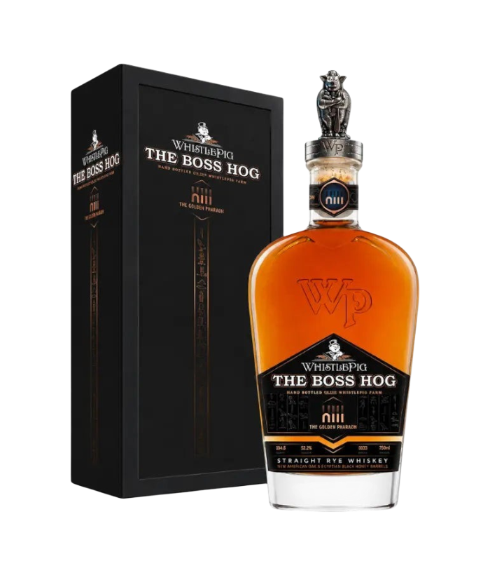 304 Liquor Whistle Pig Boss Hog XIII The Golden Pharaoh straight rye whiskey bottle with pewter topper and gift box