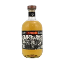 Front view of Espolon Tequila Reposado bottle featuring a yellow and black label on a white background