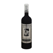Front view of B. R. Cohn Silver Label Cabernet Sauvignon bottle with a black and white label design.