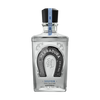 Front view of Tequila Herradura Silver bottle with a clear body and silver label on a white background