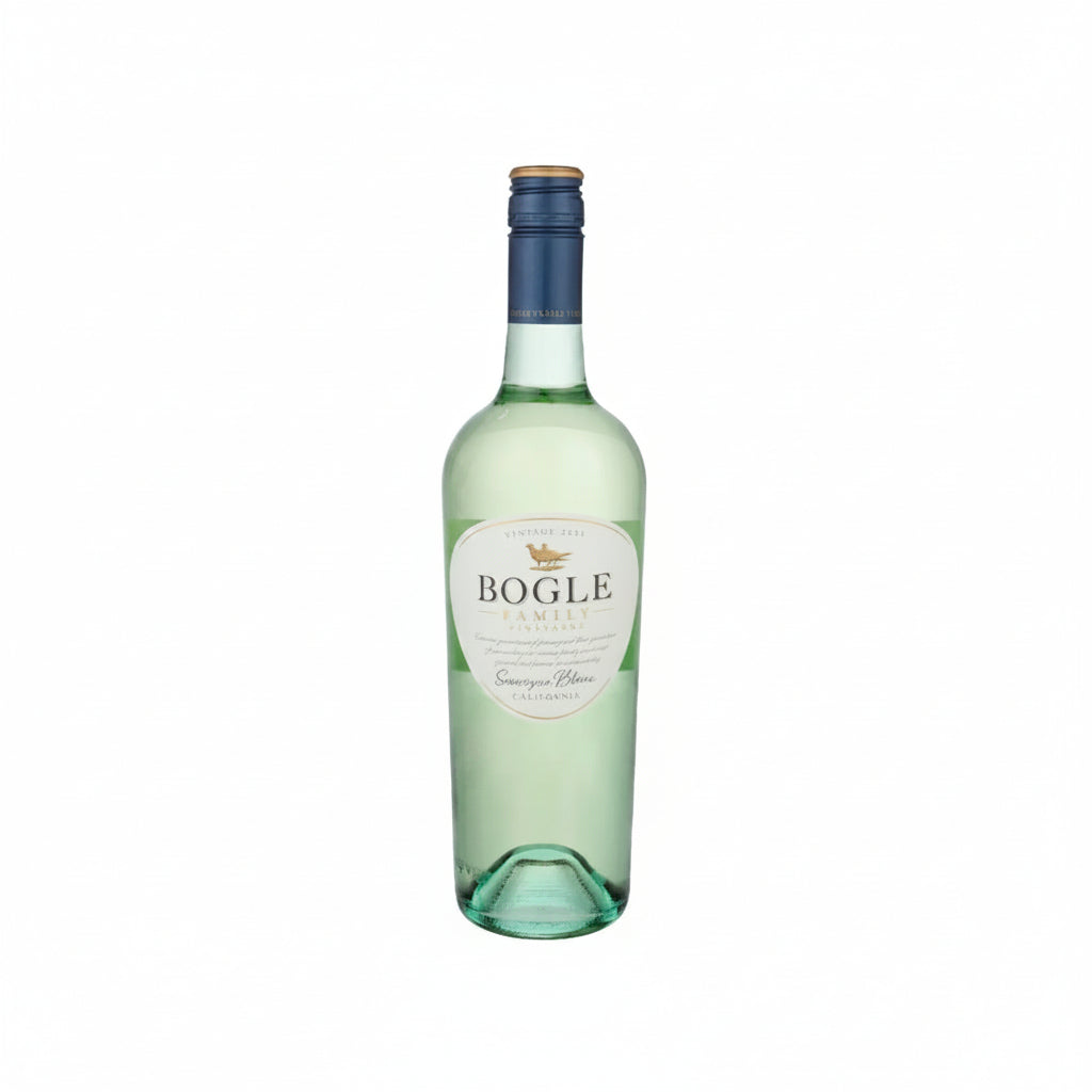 Front view of the Bogle Sauvignon Blanc 750ml bottle with a blue cap and label design on a white background
