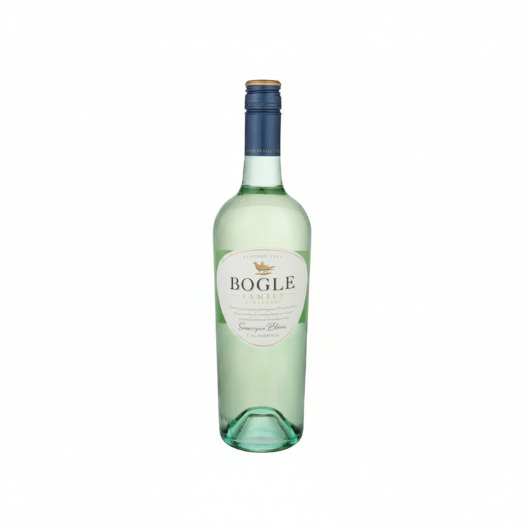 Front view of the Bogle Sauvignon Blanc 750ml bottle with a blue cap and label design on a white background