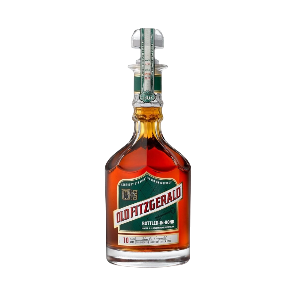 304 Liquor Old Fitzgerald 10 Year Bottled-in-Bond Kentucky straight bourbon whiskey in a vintage-style glass decanter.