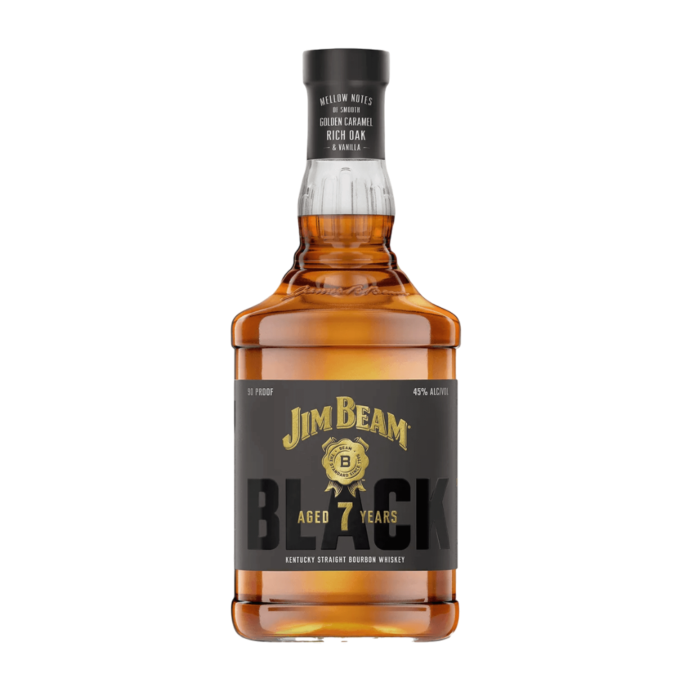 304 Liquor Jim Beam Black 7 Year Old Kentucky Straight Bourbon Whiskey in a 1L bottle with a black label.