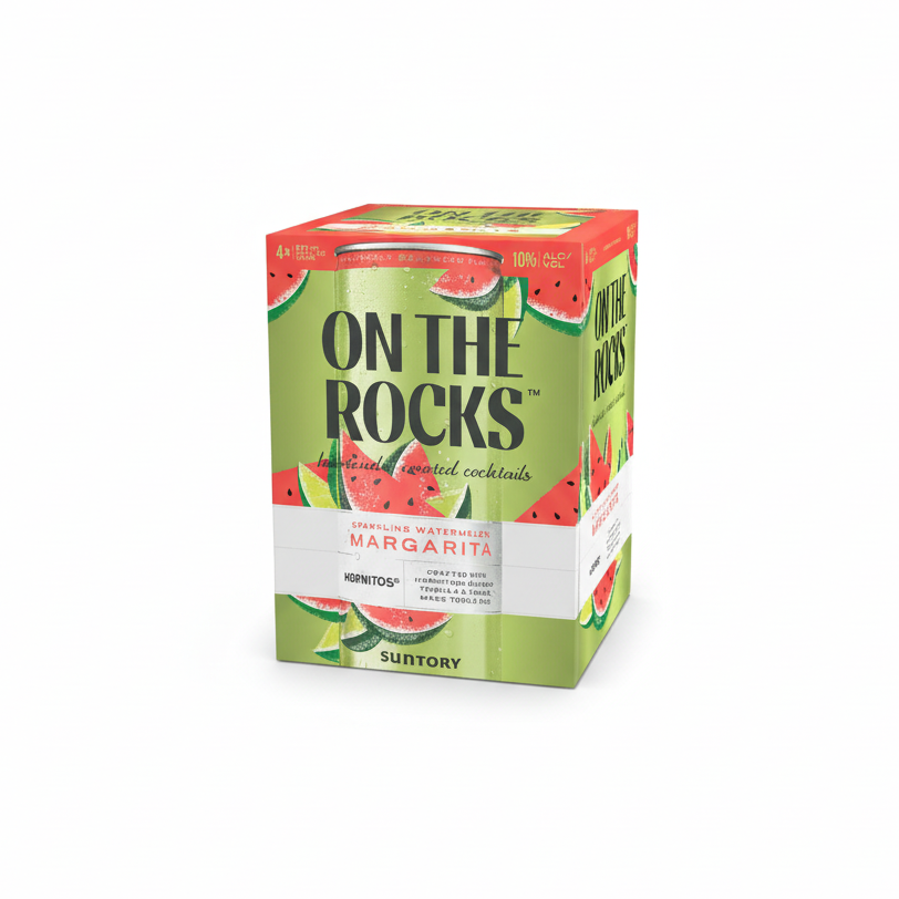 OTR On The Rocks Cans Watermelon Margarita 355ml 4 Pack