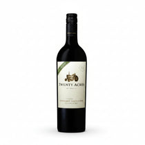 Front view of the green and white wine bottle with label design