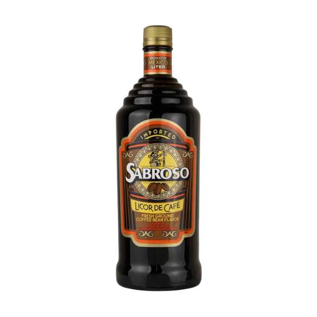304 Liquor Sabroso Coffee Liqueur 1L bottle with dark mahogany liquid and decorative Mexican-inspired label
